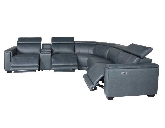 Lorenzo 6-Pc Leather Sectional - Grey Leather