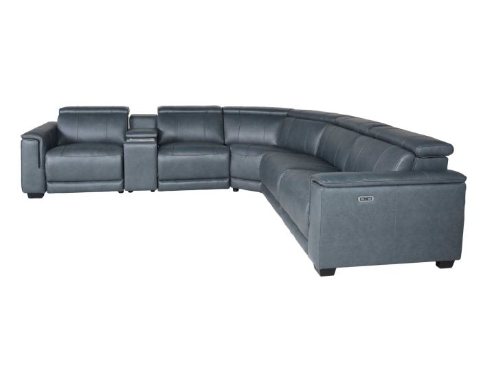 Lorenzo 6-Pc Leather Sectional - Grey Leather