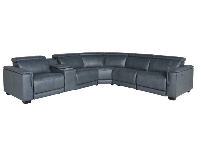 Lorenzo 6-Pc Leather Sectional - Grey Leather