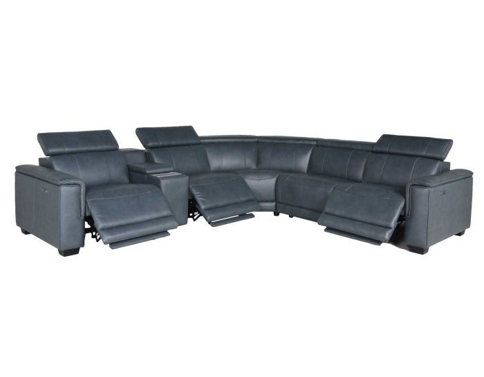 Lorenzo 6-Pc Leather Sectional - Grey Leather