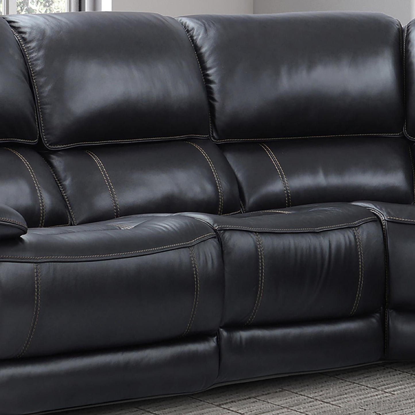 Empire Leather Sectional - Black MEMP-VBY