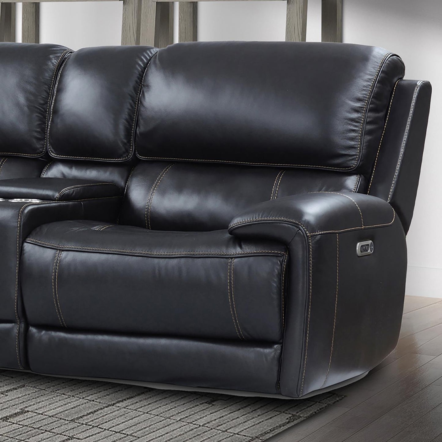 Empire Leather Sectional - Black MEMP-VBY