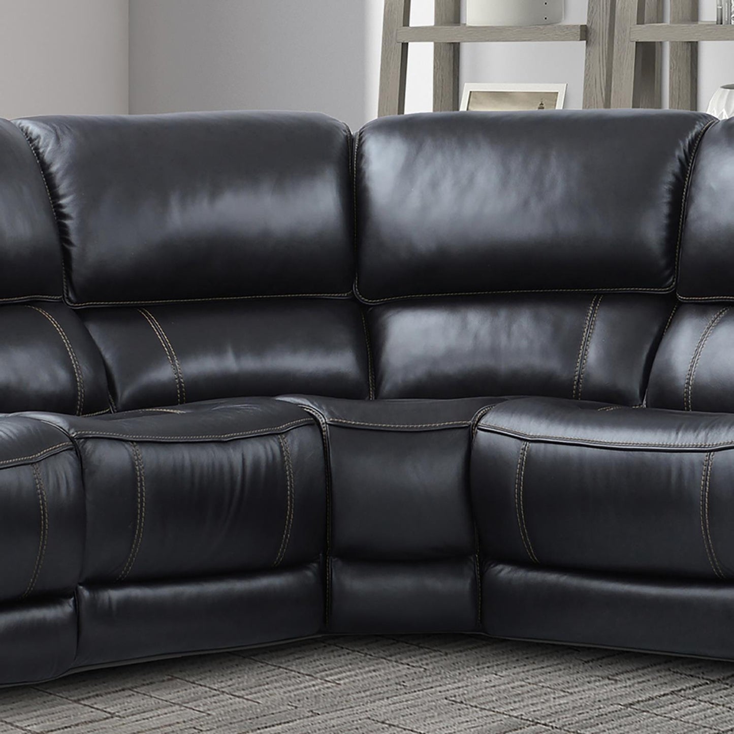 Empire Leather Sectional - Black MEMP-VBY