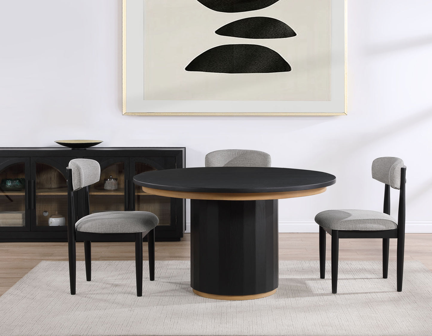 Magnolia Juego de comedor redondo negro de 5 piezas de 52"