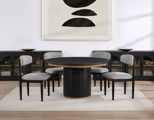 Magnolia Juego de comedor redondo negro de 5 piezas de 52"