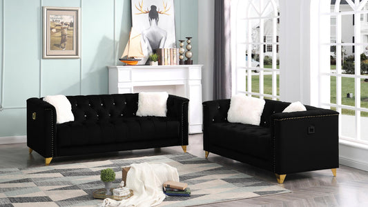 Russell 2 Pc Sofa Set - Black