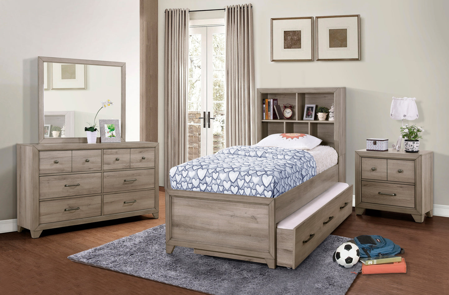 Samuel Lawrence River Creek Cama con librería doble S496-YBR-13