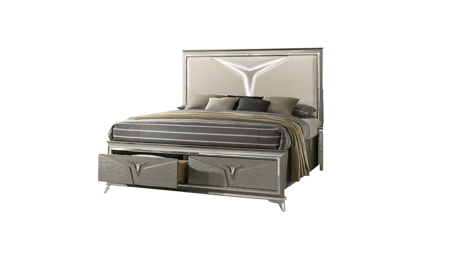 Galaxy Home Tiffany Olive Silver Bedroom Set