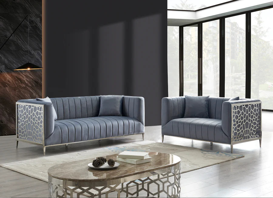 SF1019 Sofá y loveseat de terciopelo gris