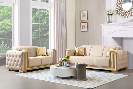 SF3001 Sofá y Loveseat - Cuero Crema