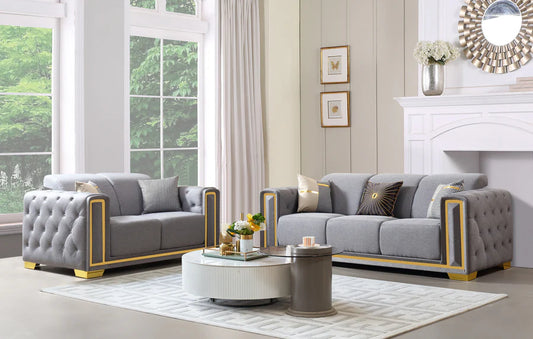 McFerran SF3002 Sofa & Loveseat Grey Linen