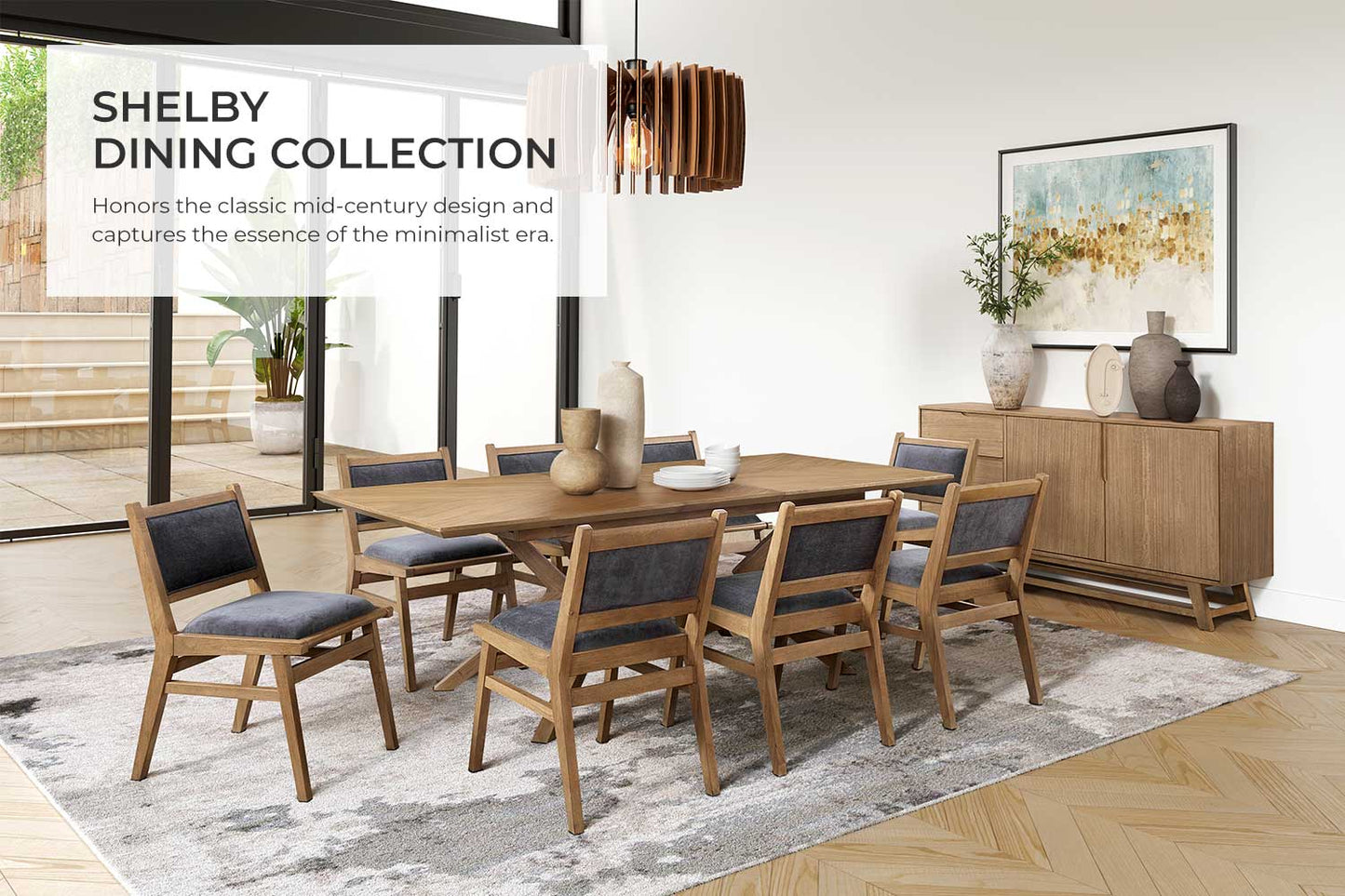 Colección de comedor Shelby Mid Century de 7 piezas IMSY7240