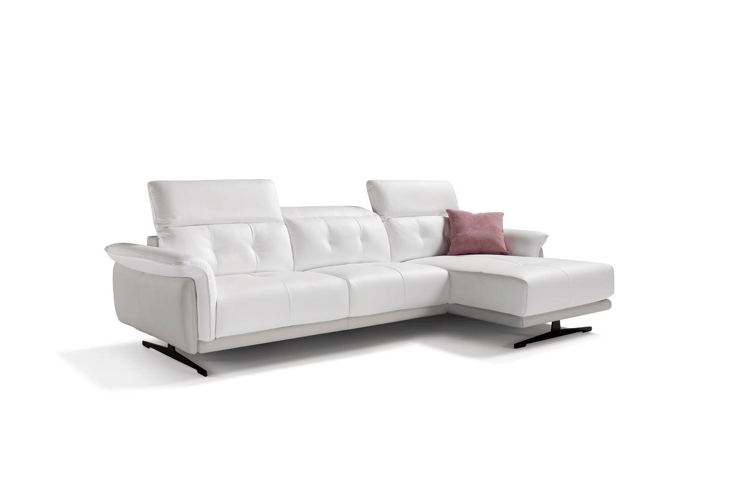 Sofia Top Grain Leather White/Ash Sectional by ESF