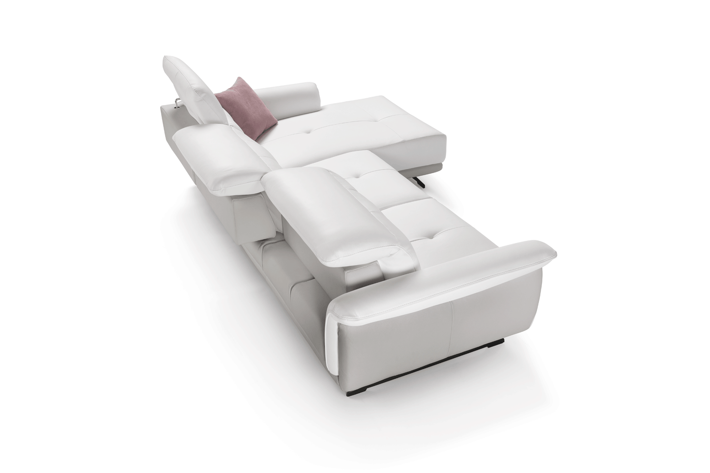 Sofia Top Grain Leather White/Ash Sectional by ESF