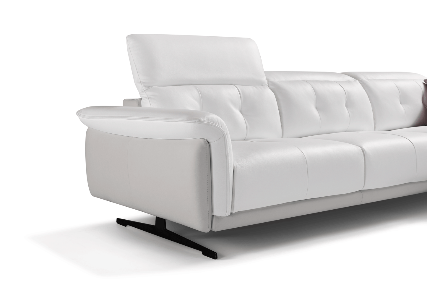 Sofia Top Grain Leather White/Ash Sectional by ESF