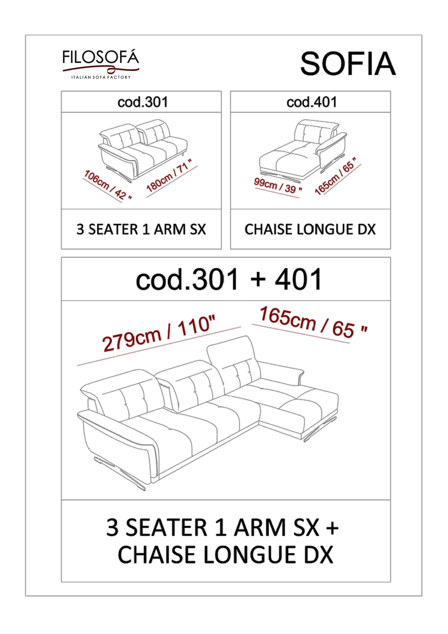 Sofia Top Grain Leather White/Ash Sectional by ESF