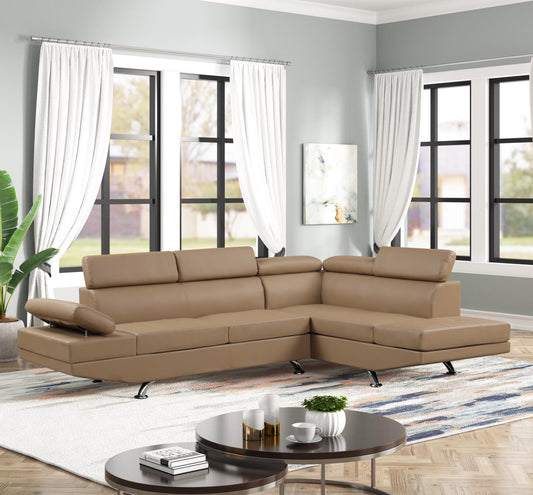 Taupe Modern Leather Sectional by Cosmos