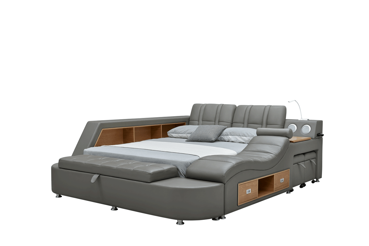 Tesla Grey Leather Bed by ESF - Many Features