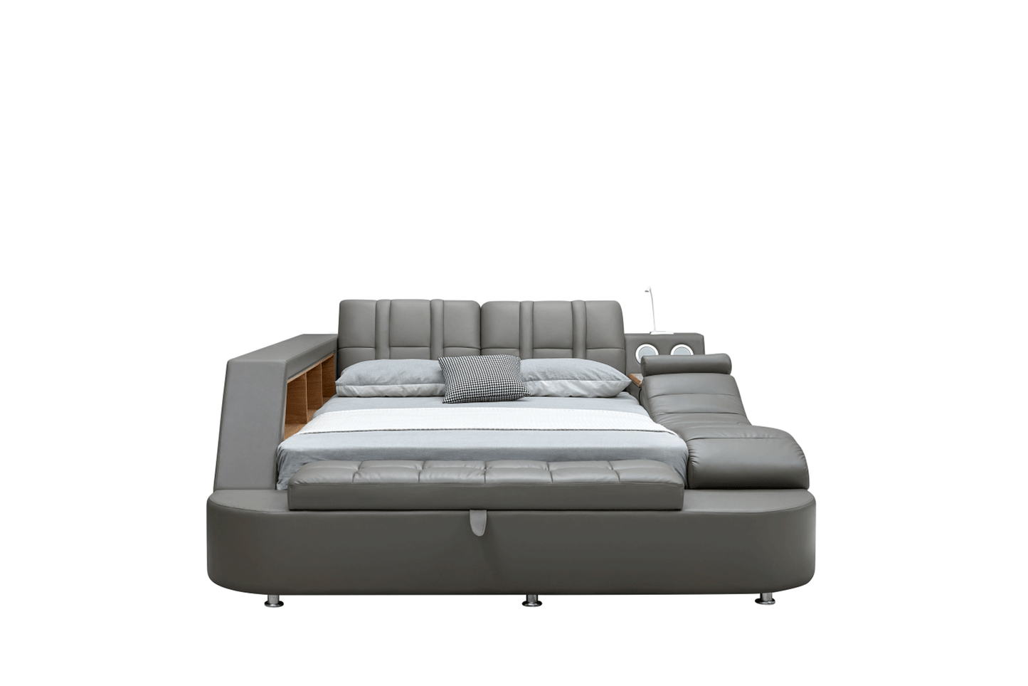 Tesla Grey Leather Bed by ESF - Many Features