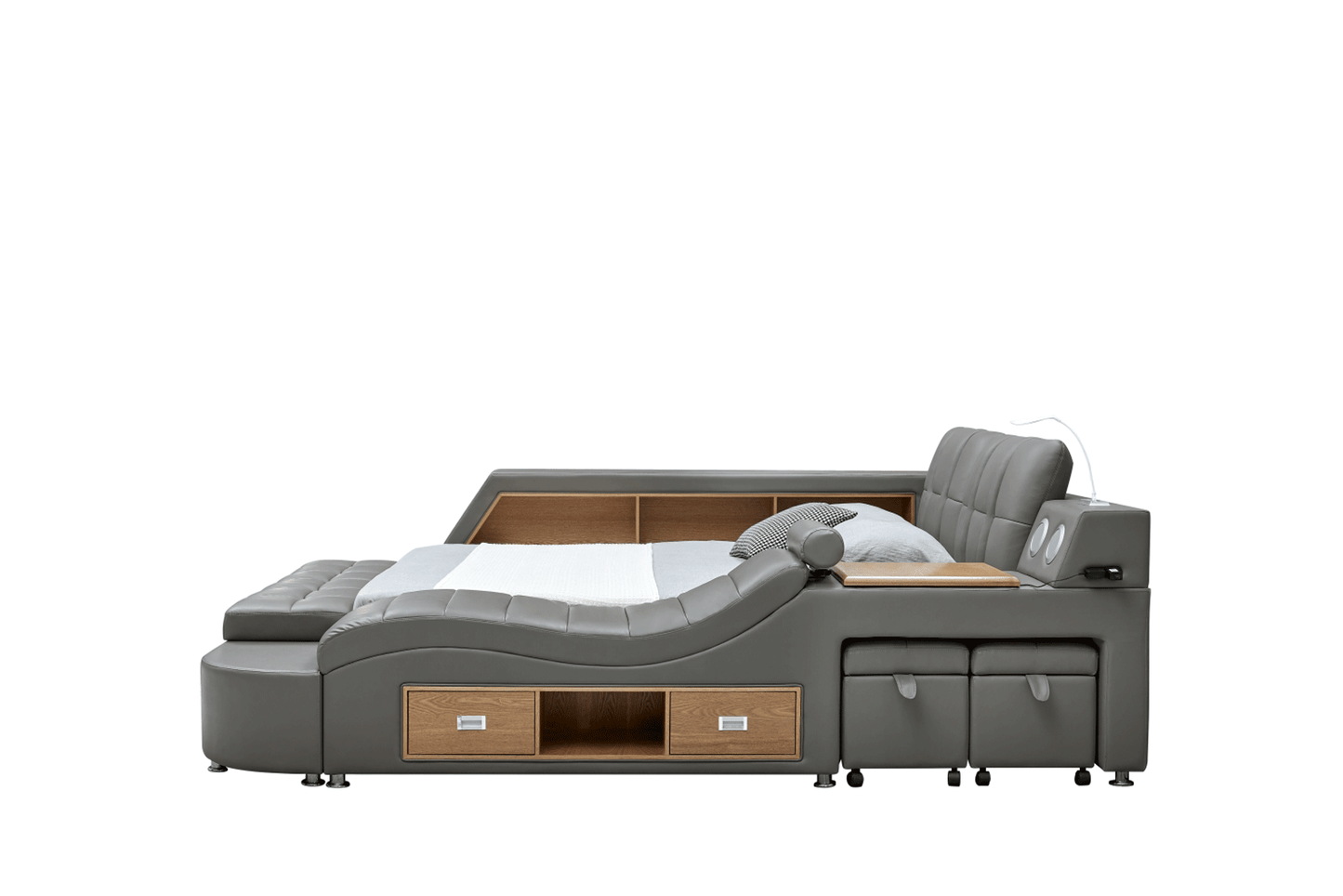 Tesla Grey Leather Bed by ESF - Many Features