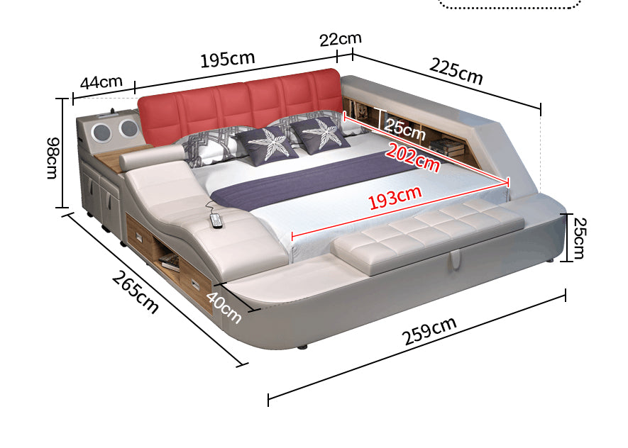 Tesla Grey Leather Bed by ESF - Many Features