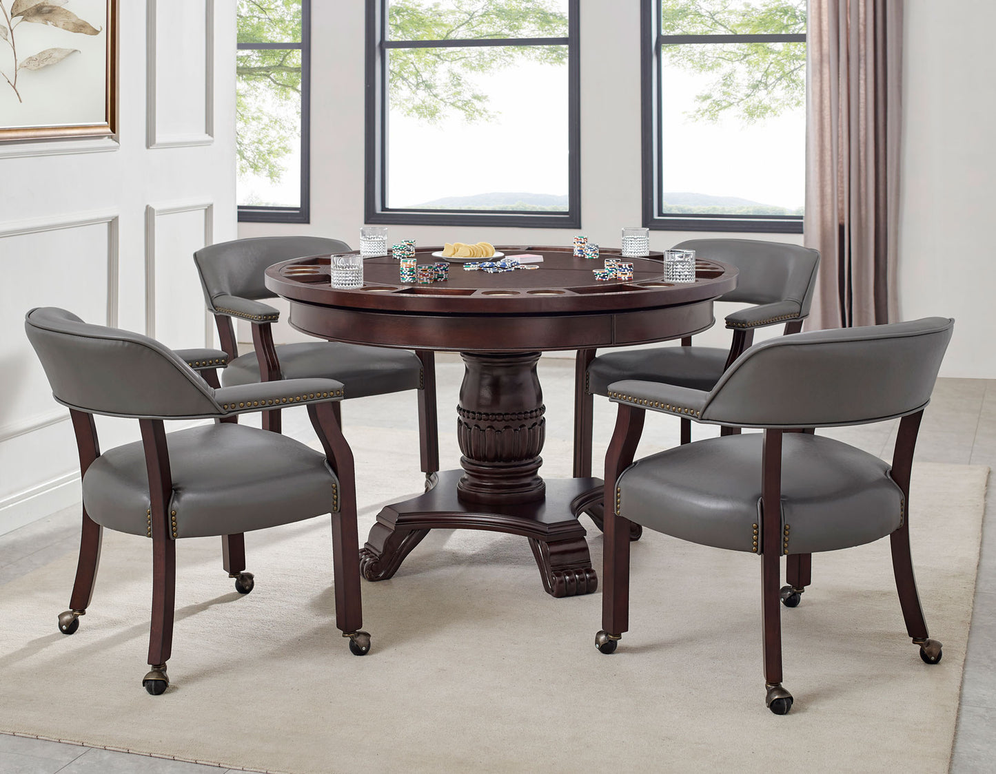 Tournament 6 Pc Game Table - Grey Chairs