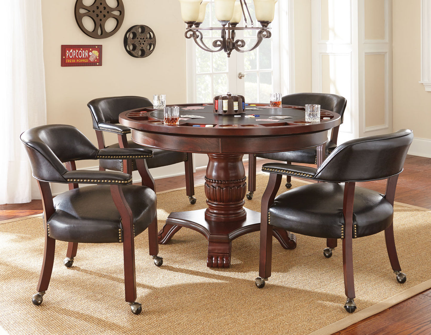 Tournament 6 Pc Game Table - Black Chairs