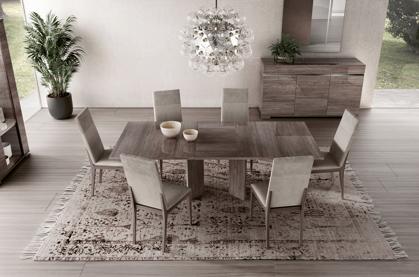 Viola 7 Pc High Gloss Dining Set - Made in Italy