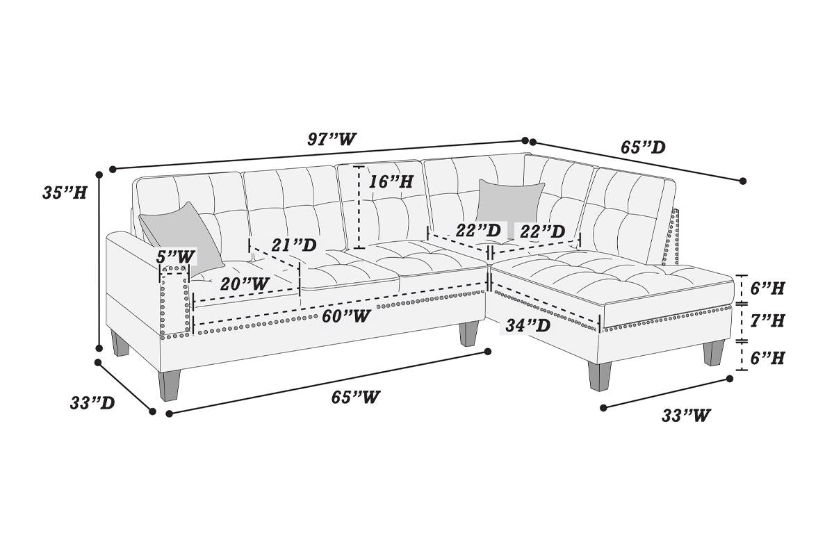 Poundex F8882 Sectional - Dark Coffee