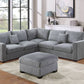 F8890 Poundex 4 Pc Sectional Fog Corduroy