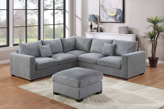 F8890 Poundex 4 Pc Sectional Fog Corduroy