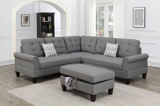 F6475 Grey Sectional w/Ottoman