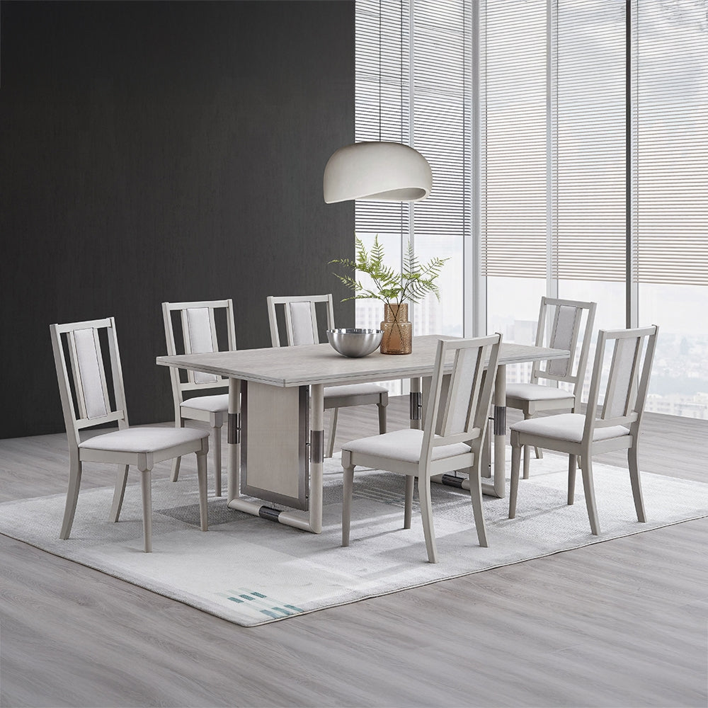 Marta 7 Pc Gray Natural Dining Set DN04310