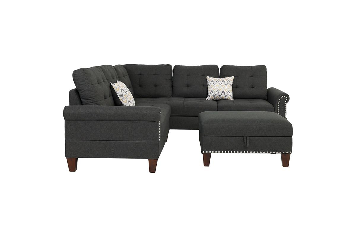 F6474 Poundex 3-Piece Sectional Set w/Ottoman