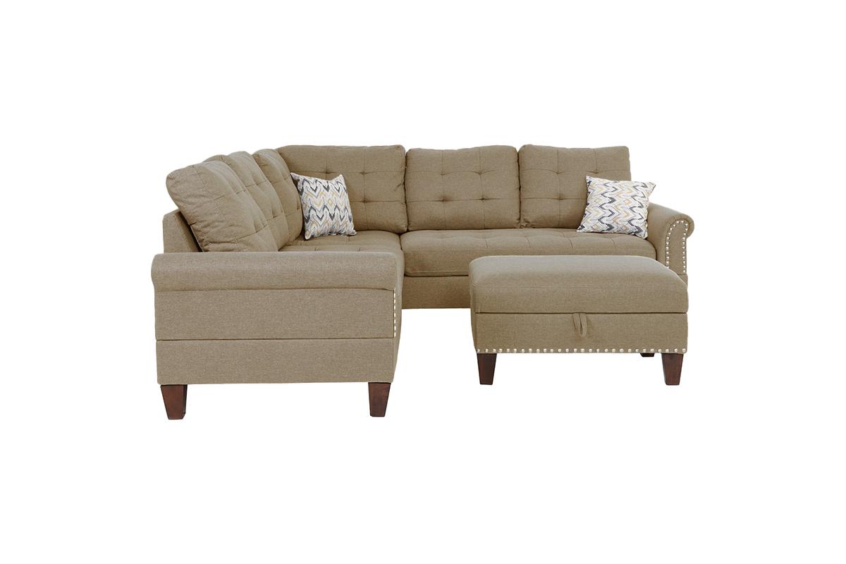 F6476 Beige Sectional w/Ottoman