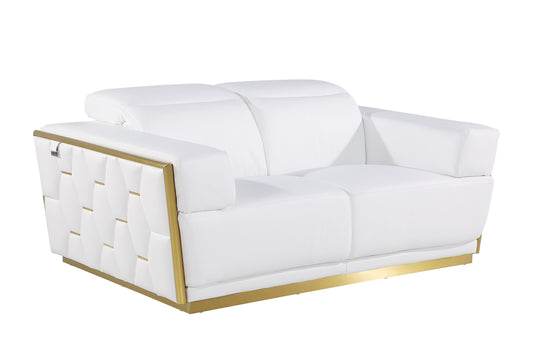 Global United 1111 Loveseat - White Italian Leather