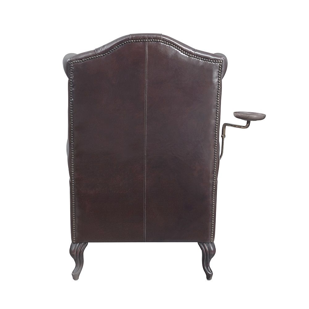 Silla decorativa de cuero marrón Pino AC02994