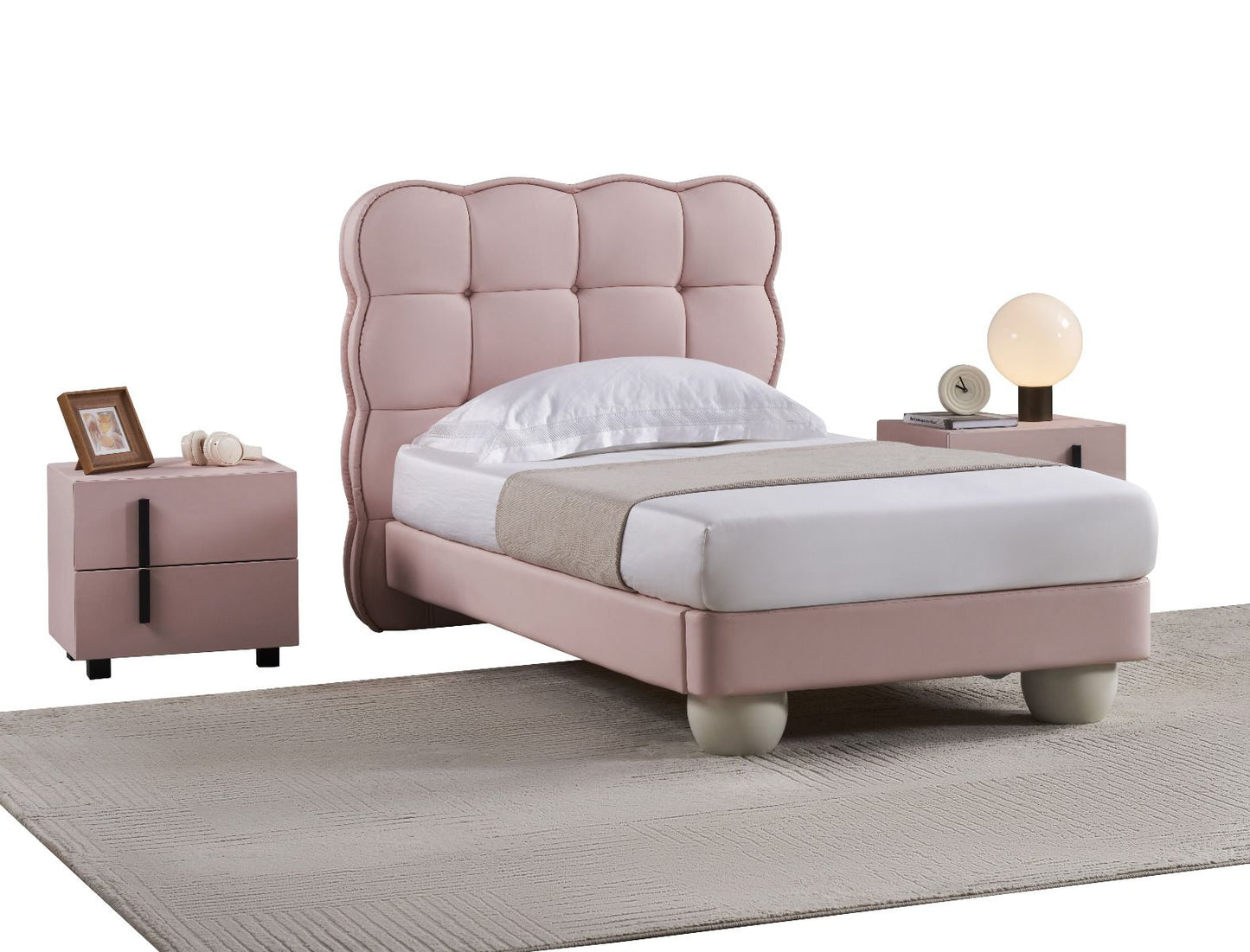 American Eagle B-D083 Cama juvenil de piel sintética rosa