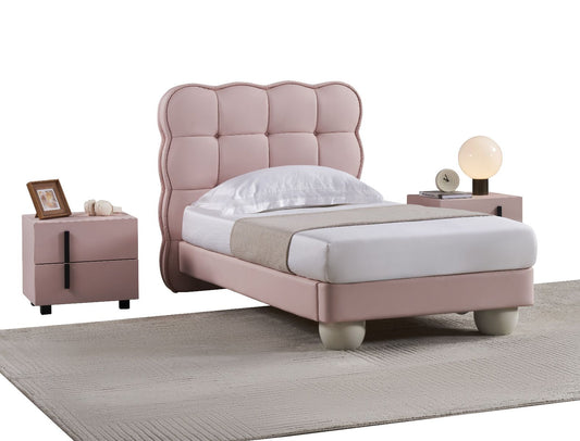 Pink Faux Leather Bed B-D083-PNK-F - Full Size