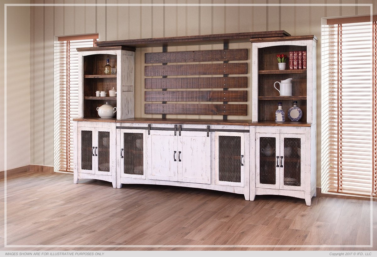 Pueblo White Distressed Finish Wall Unit - IFD360