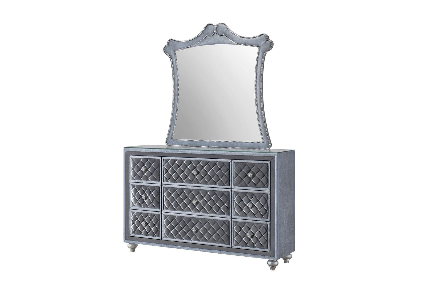 Juego de dormitorio tapizado en gris Cameo de Crown Mark Furniture