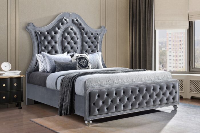 Juego de dormitorio tapizado en gris Cameo de Crown Mark Furniture