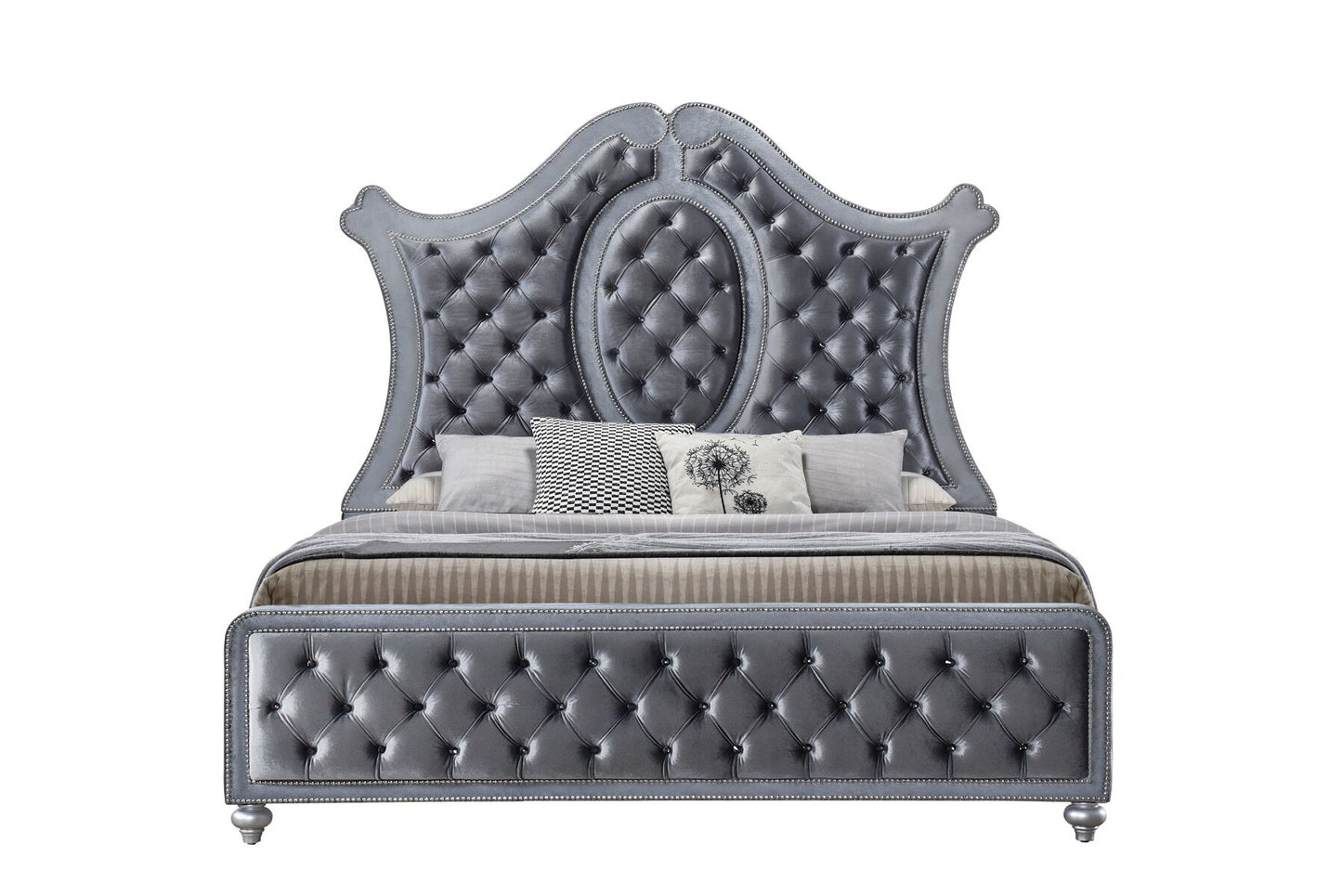 Juego de dormitorio tapizado en gris Cameo de Crown Mark Furniture