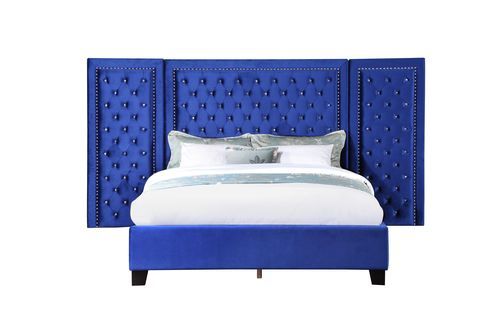 Damazy Queen Blue Velvet Bed BD00973Q