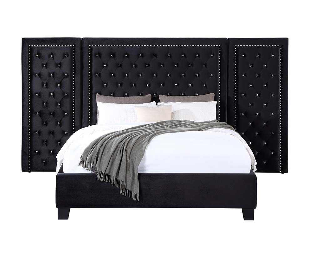 Cama King oriental Damazy - Terciopelo negro