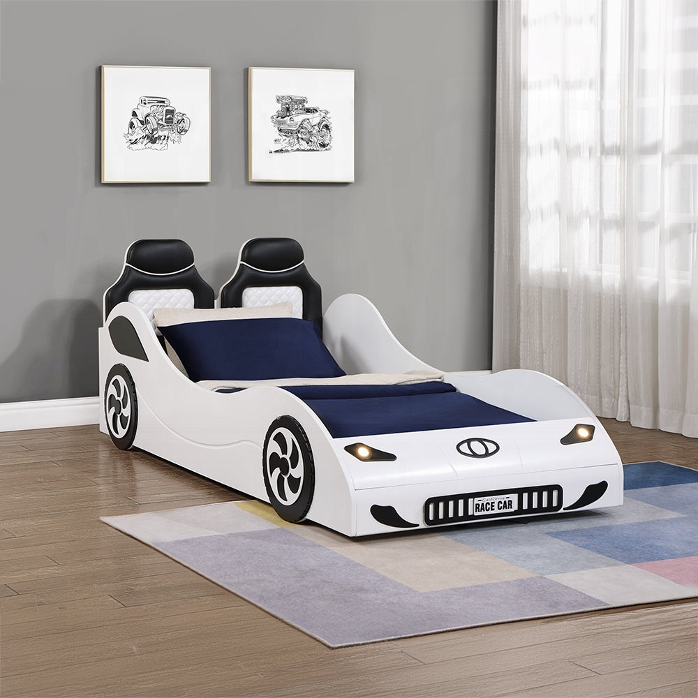 Colen Twin LED Car Bed - White or Red