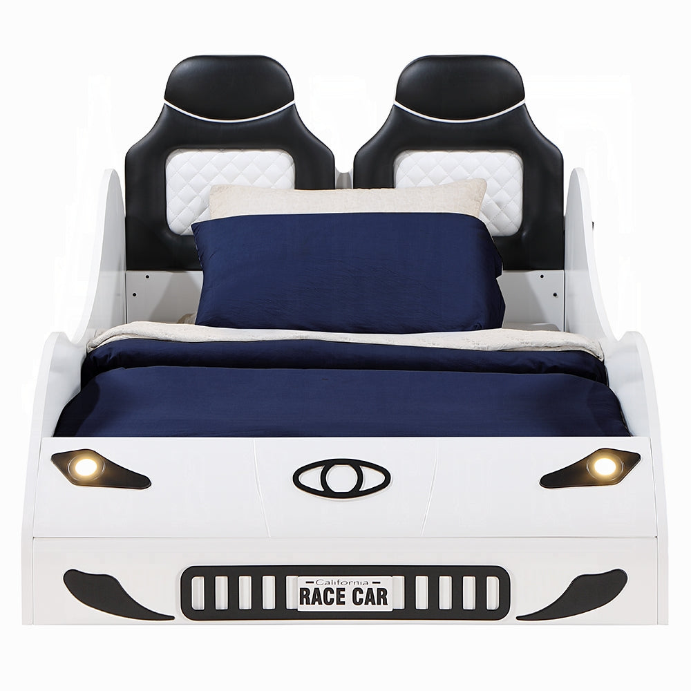 Colen Twin LED Car Bed - White or Red