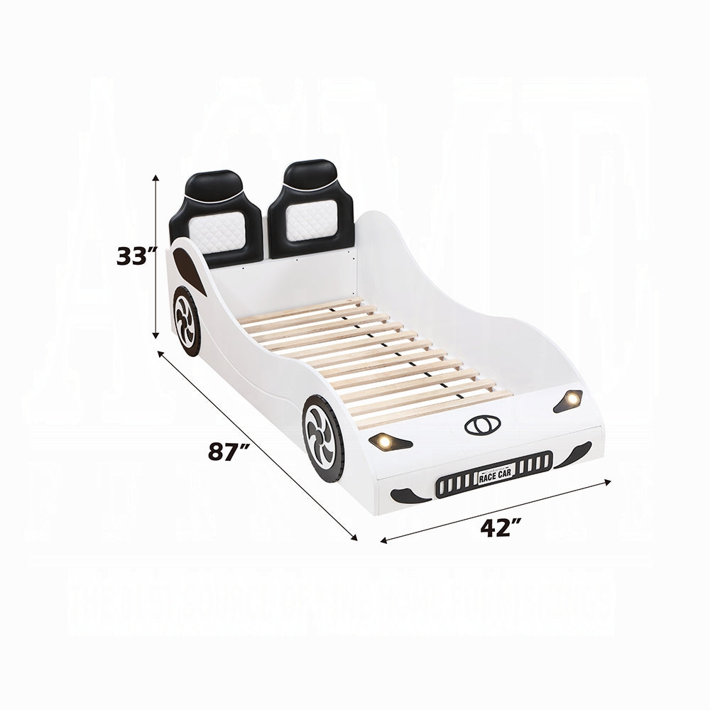 Colen Twin LED Car Bed - White or Red