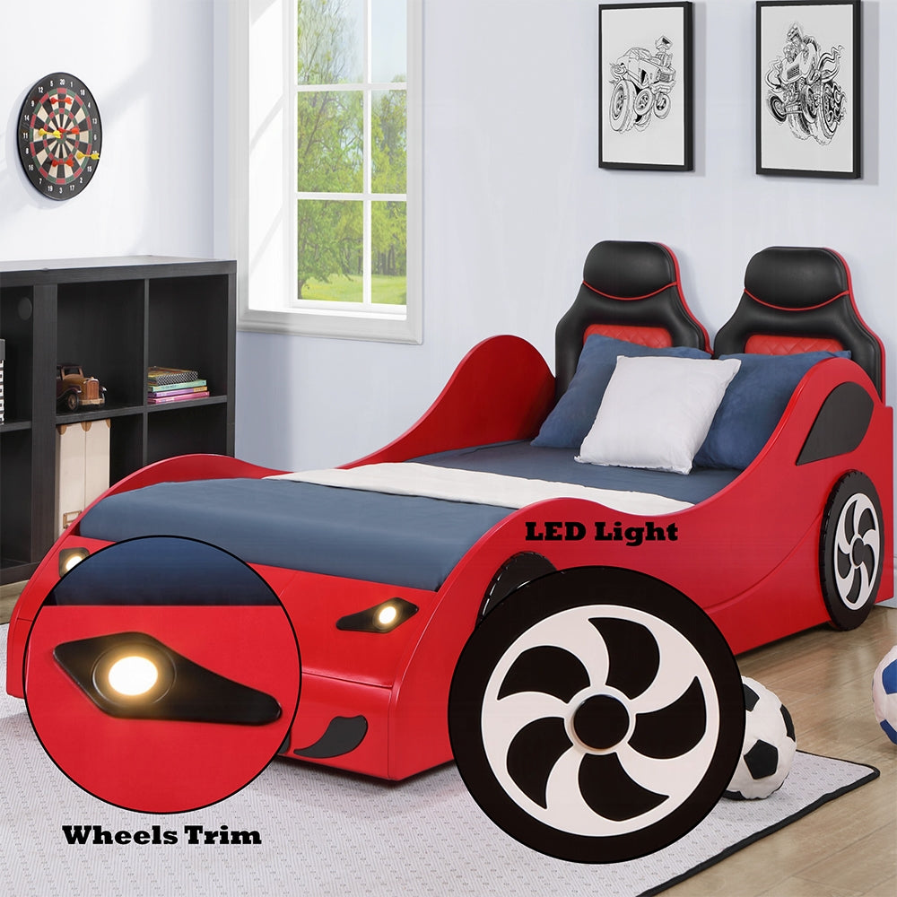 Colen Red Twin LED Car Bed BD02831T