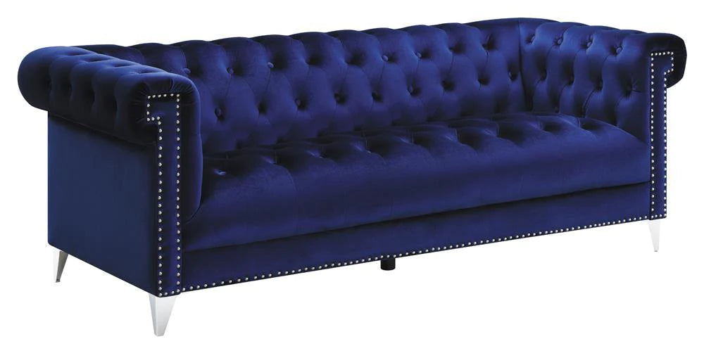 Bleker Sofa Collection 509481 by Coaster - Blue Velvet